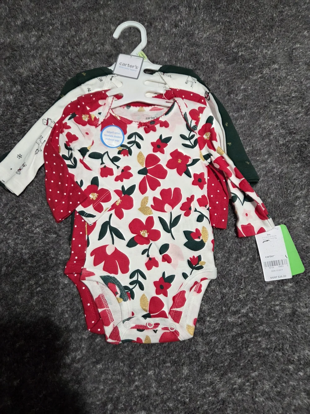 Carter's 4 Pack Holiday/winter Onesies.